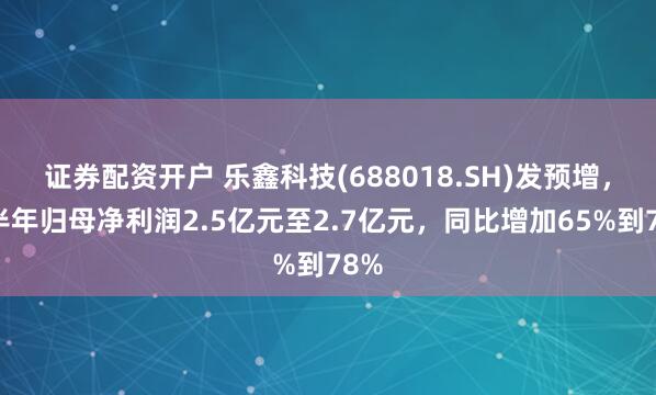 证券配资开户 乐鑫科技(688018.SH)发预增，上半年归母净利润2.5亿元至2.7亿元，同比增加65%到78%
